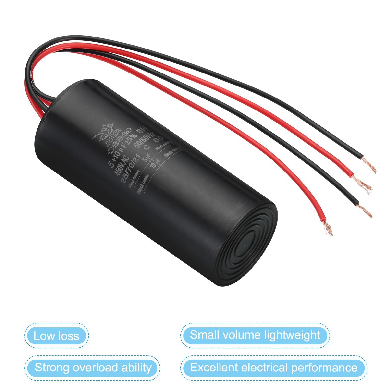 CONDENSATEUR DE FONCTIONNEMENT/CONDENSATEUR Moteur 8uF/uF CBB60 450V Connecteur FiletéM8 EUR 14