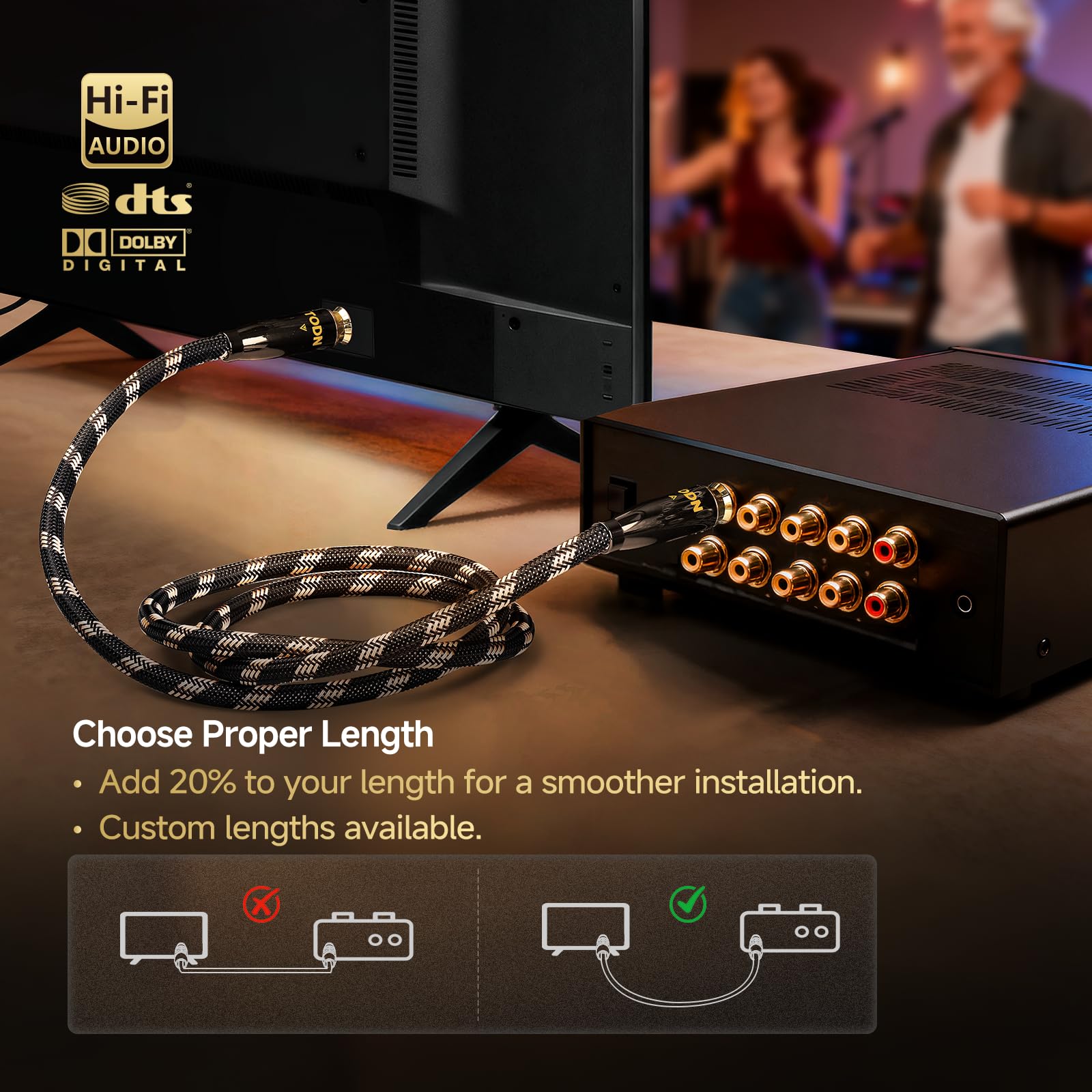 TODN 3m Digitales Coaxial Audio Kabel 75-Ohm Subwoofer Kabel Cinch RCA S/PDIF Koaxialkabel Für Heimkinos, Audiosysteme, Verstärker/HiFi