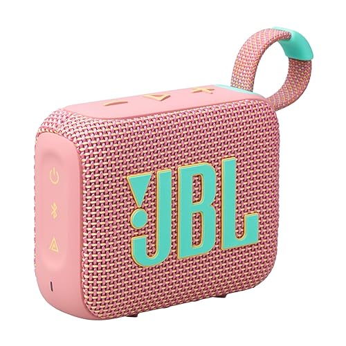 JBL Go 4 - Ultra-Portable, Waterproof and Dustproof Bluetooth Speaker, Big Pro Sound with Punchy bass, 7-Hour Built-in Battery, Made in Part with Recycled Materials (Pink) - Go 4 - Pink