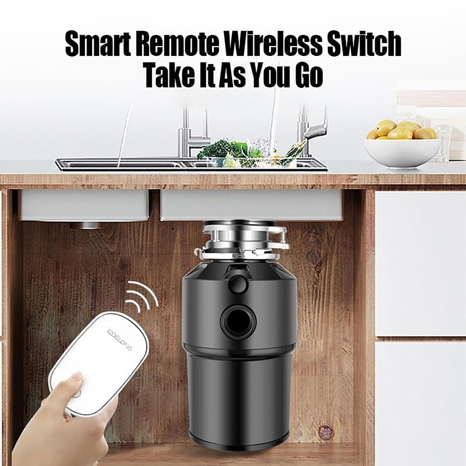 Triturador de Residuos de Alimentos, Unidad de Eliminación de Residuos del Fregadero de Cocina, Turboimpulso, Molienda de Acero Inoxidable de 7 Etapas, 2600 Rpm, Apagado de 15 Minutos