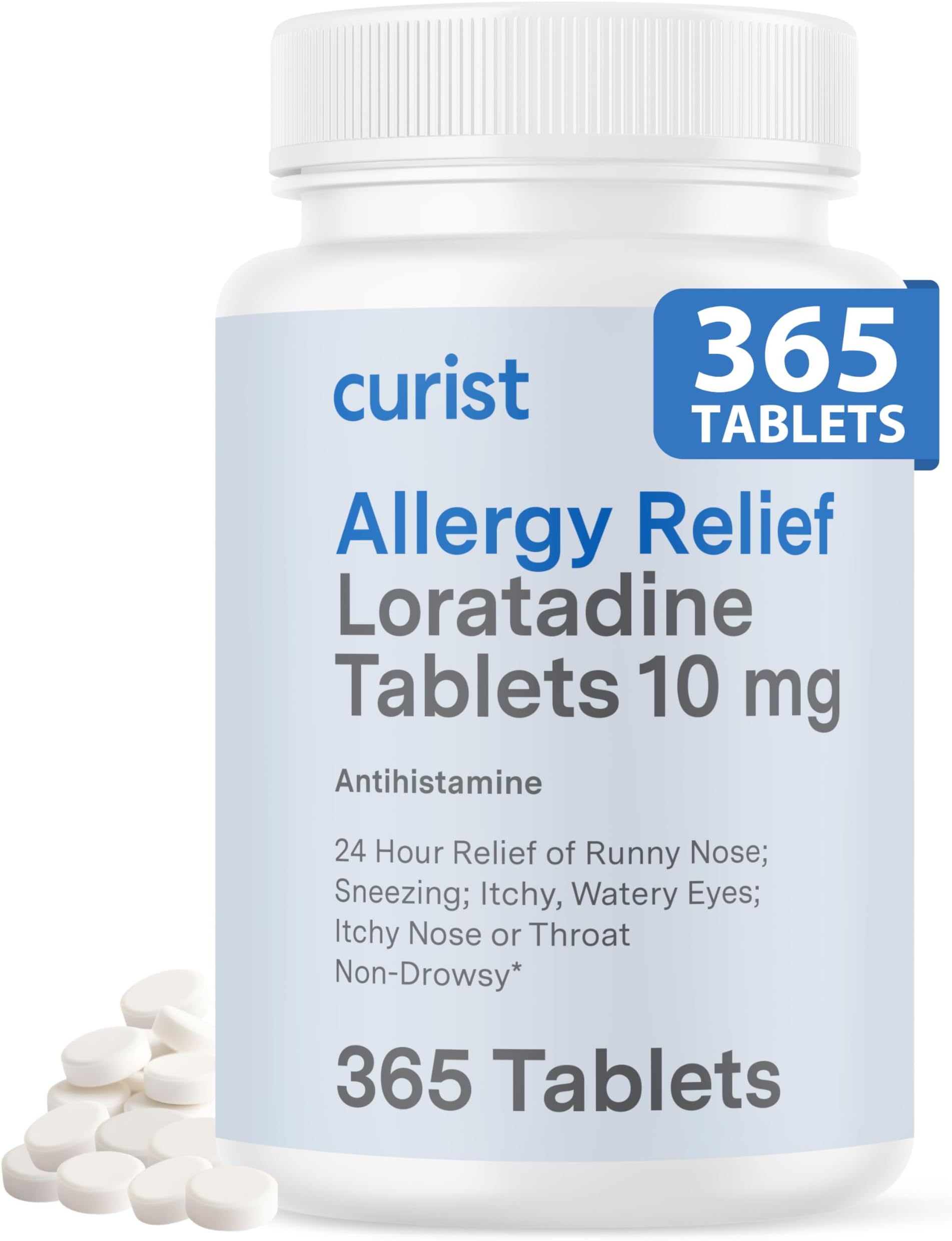 Loratadine 10mg 365 Count - All Day Non Drowsy Allergy Medicine - 24 Hour Antihistamine Tablets for Runny Nose, Itchy Eyes, & Sneezing - Indoor & Outdoor Allergy Medicine for Adults