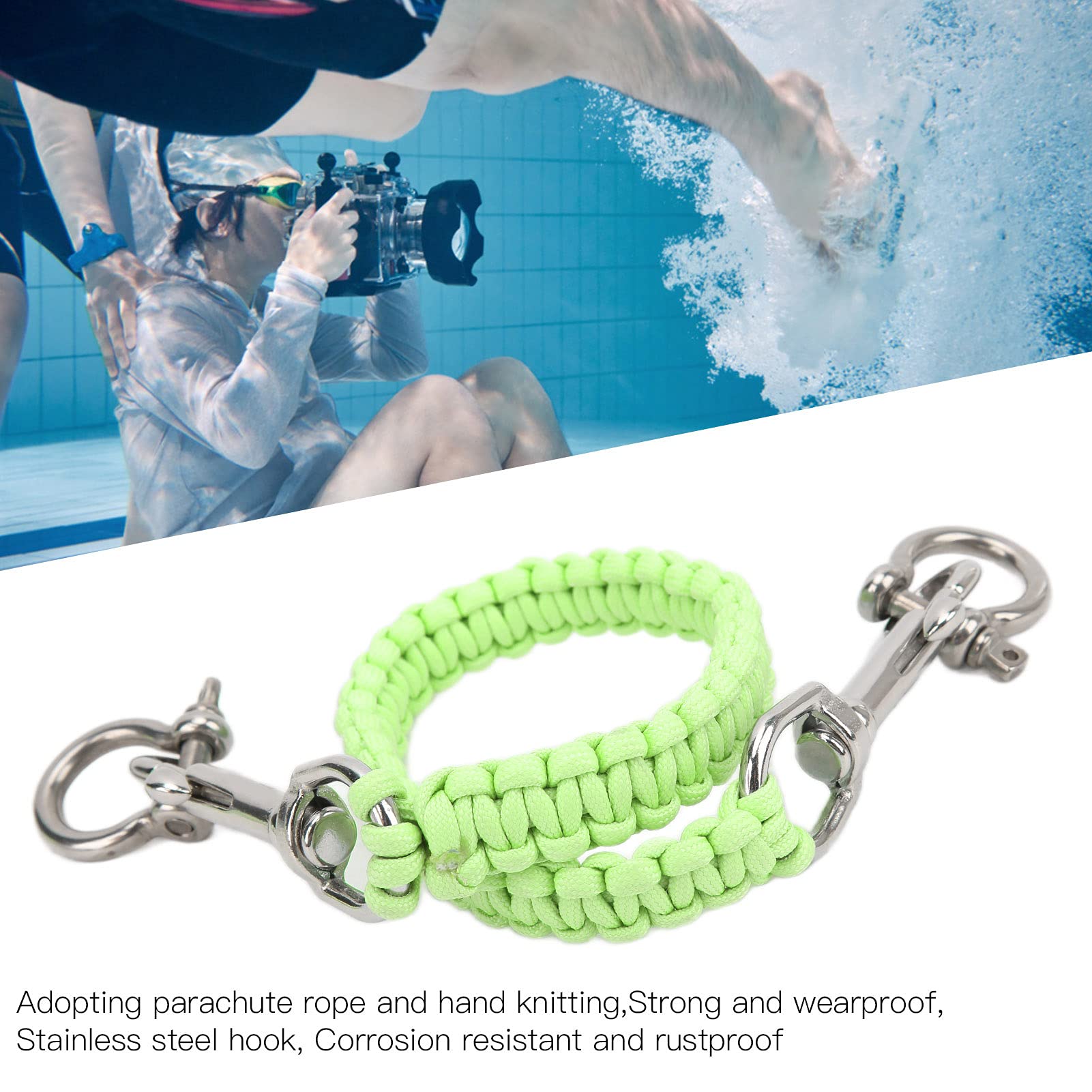 Lanière Pour Caméra Sous-marine - Corde Tressée Avec Mousquetons - 55cm - Pour Plongée, Snorkeling