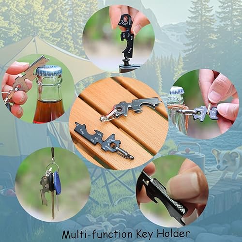 Miniatura 3 de Llaveros resistentes con clip de mosquetón, multiherramienta 8 en 1, esenciales EDC con destornilladores (3 puntas), abridor de botellas y funciones