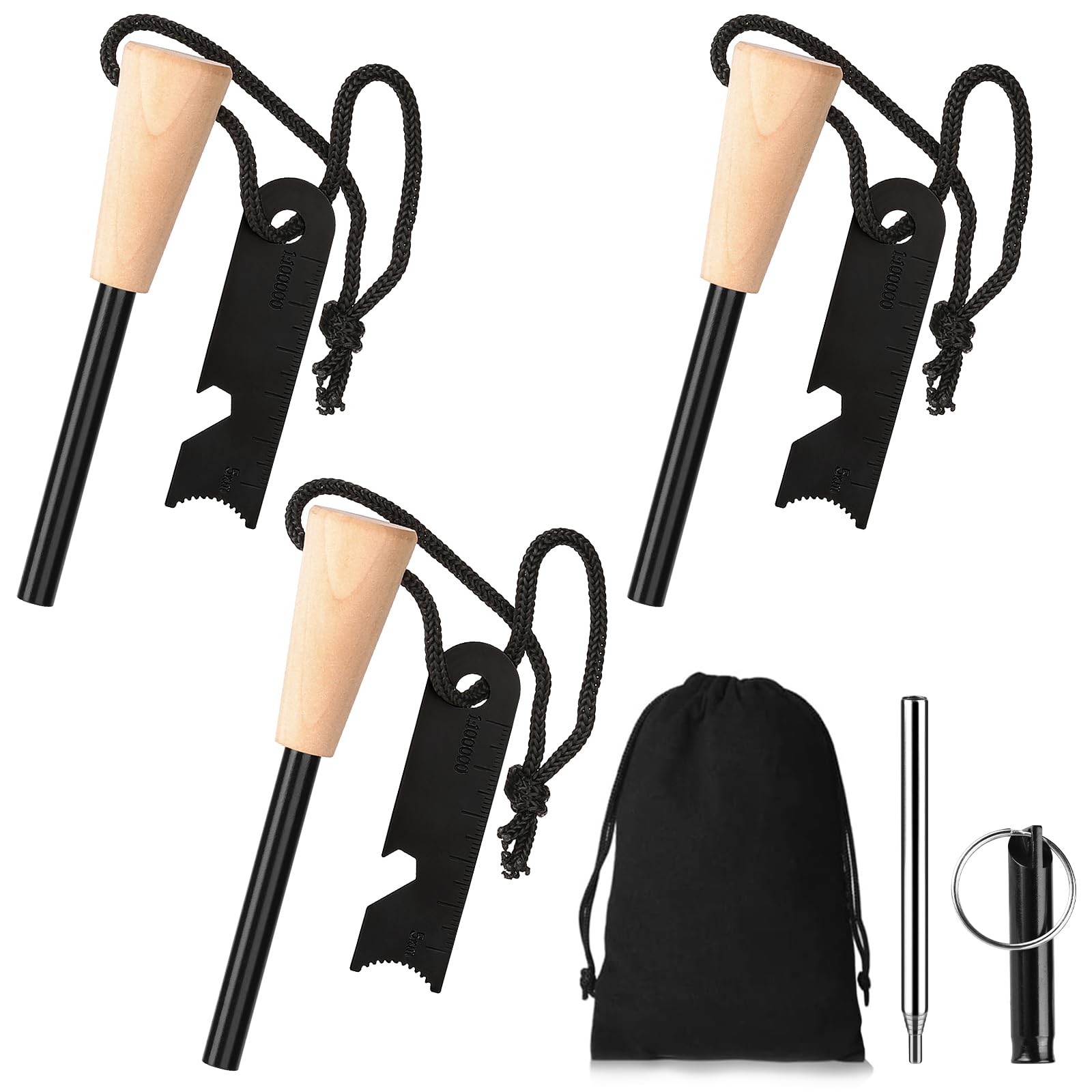 Kit Allume-feu Survie – Pierre à Feu Avec Grattoir, Sifflet, Sarbacane, Pour Camping Et Randonnée