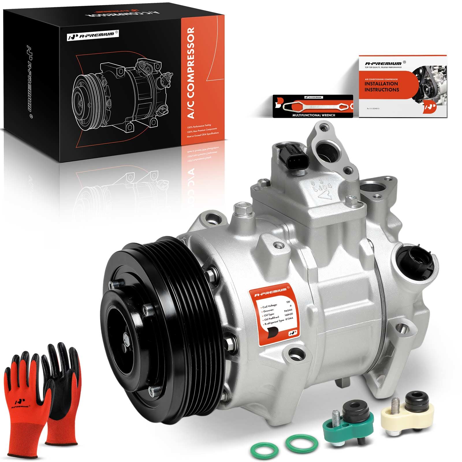 A-Premium Air Conditioner AC Compressor with Clutch Compatible with Toyota Camry 2.5L 2012-2017, RAV4 2.5L 2009-2012