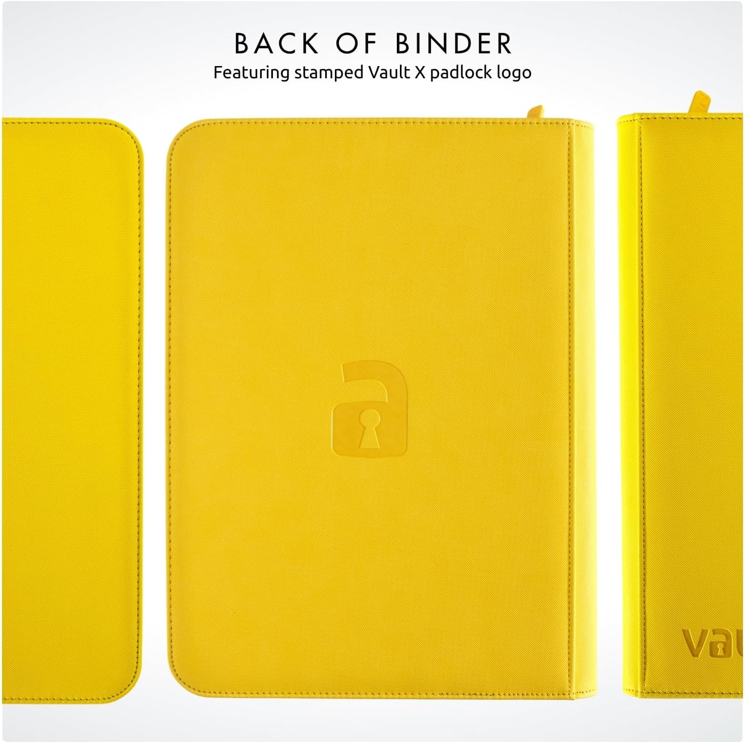 Vault X 4 Pocket Trading Card Zip Binder, 160 cards, Premium Exo-Tec Album Material, 20 Side-Loading Pages, Folder for Collectible Card Games, Sports, TCG (Yellow)