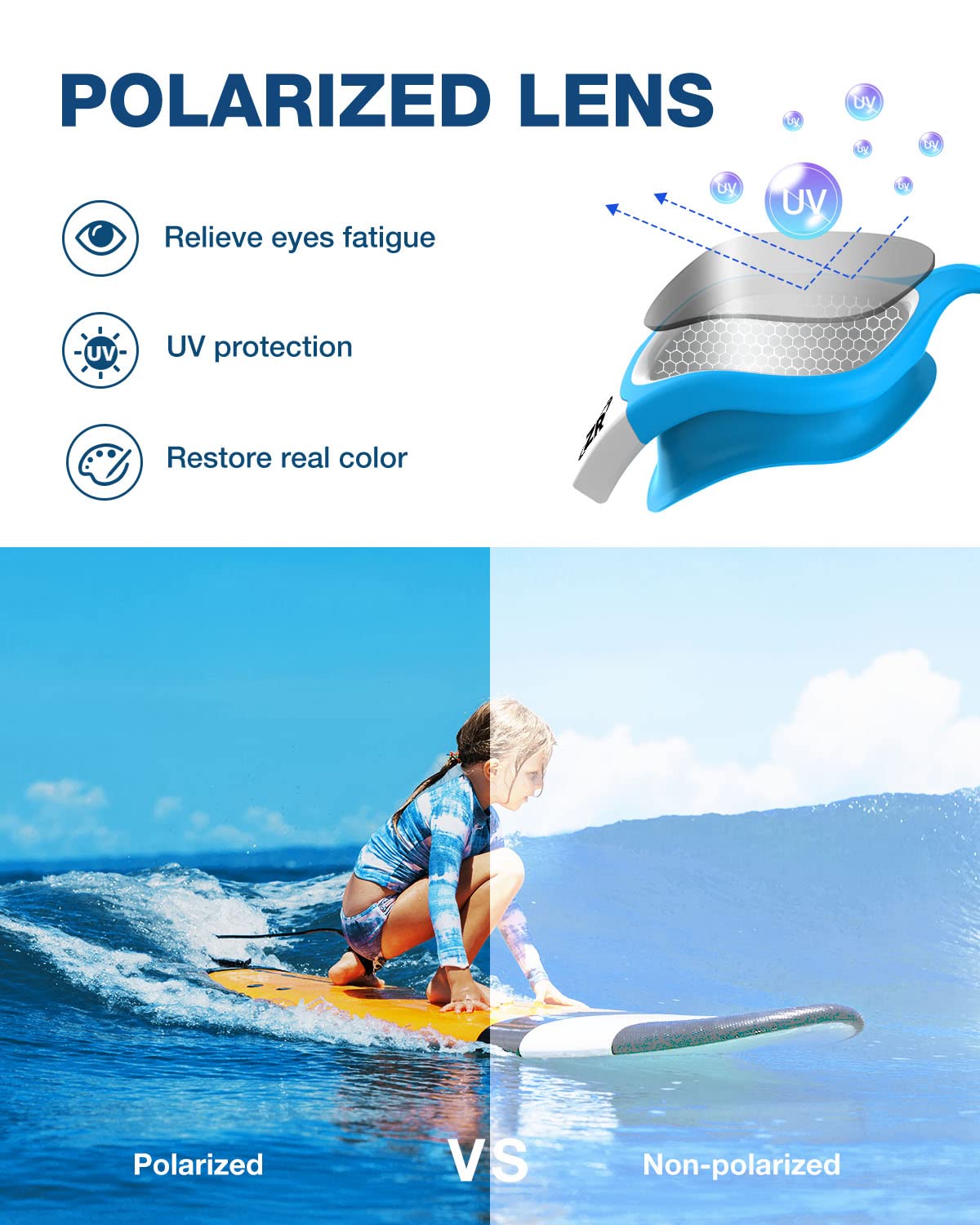 ZIONOR G1MINI - Occhialini da nuoto per bambini, polarizzati/non polarizzati, comodi per bambini, anti nebbia, protezione UV, per ragazze e ragazzi (anni 3-14)