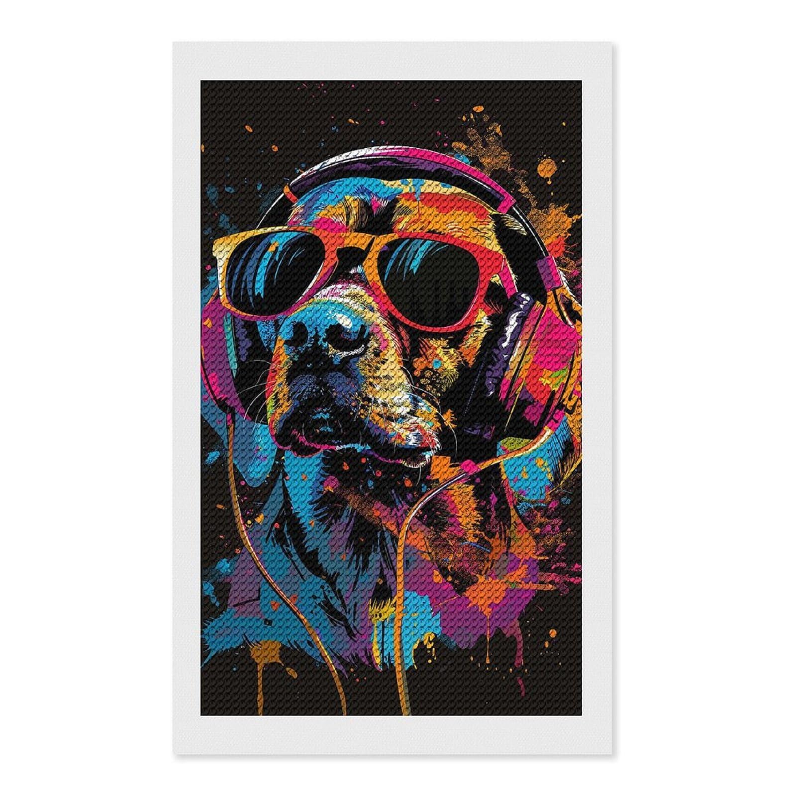 Junmoney Beagle Colorful Diamond Painting Kit 12"x20", Festive Craft Gift, Bedroom Decor, Full Kit Included, Creative Gift Idea