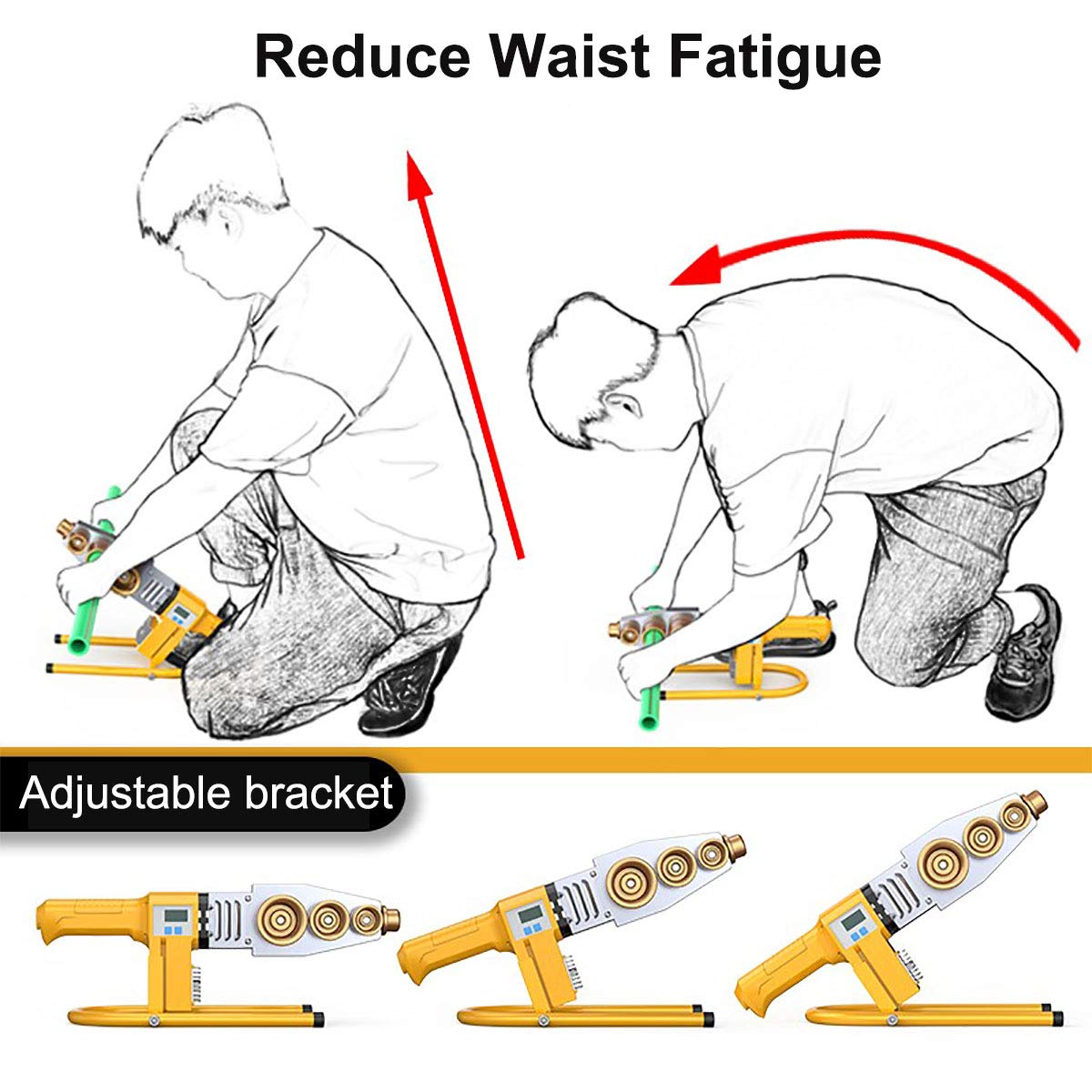 HSJCZMD 1000W 120V Water Pipe Welder, 20-63mm PPR PE PB HDPE Tube Welder, Digital Temperature Control, Industrial Residential Use