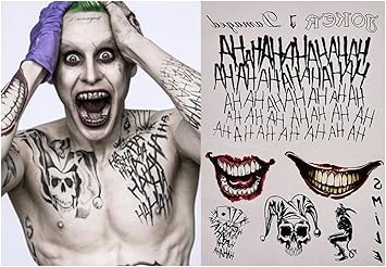 L L Halloween Cosplay Batman Suicide Squad Joker Temporary Tattoos Stickers Set Uk Type 1 Amazon Co Uk Toys Games