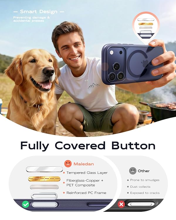 Maledan Compatible with iPhone 17 Pro Case, Camera Control Cover & MagSafe Compatible Military Grade Drop Protection Magnetic Phone Case, Textured Grip Translucent Deep Blue Cases for 17 Pro 6.3 Inch by Maledan - Used condition - Image 7