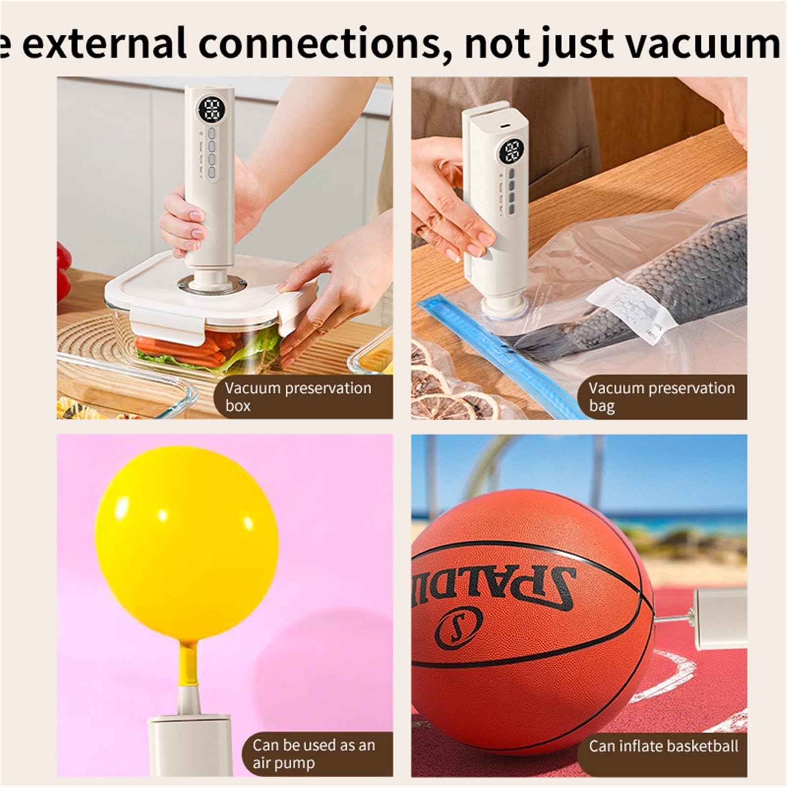 Máquina selladora al vacío, Mini Sellador Al Vacío Inalámbrico Multifuncional Para Alimentos Con Succión, Máquina De Sellado Húmedo, Calor Bolsas Plástico,Selladora de alimentos(White)