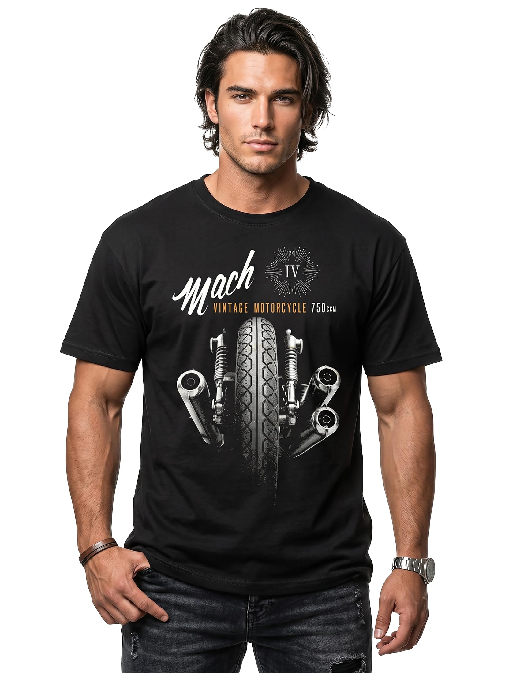 MAKAYA Maglietta Vintage Motocicletta - T-Shirt Moto Regali per Motociclisti Mach 4 Ninja