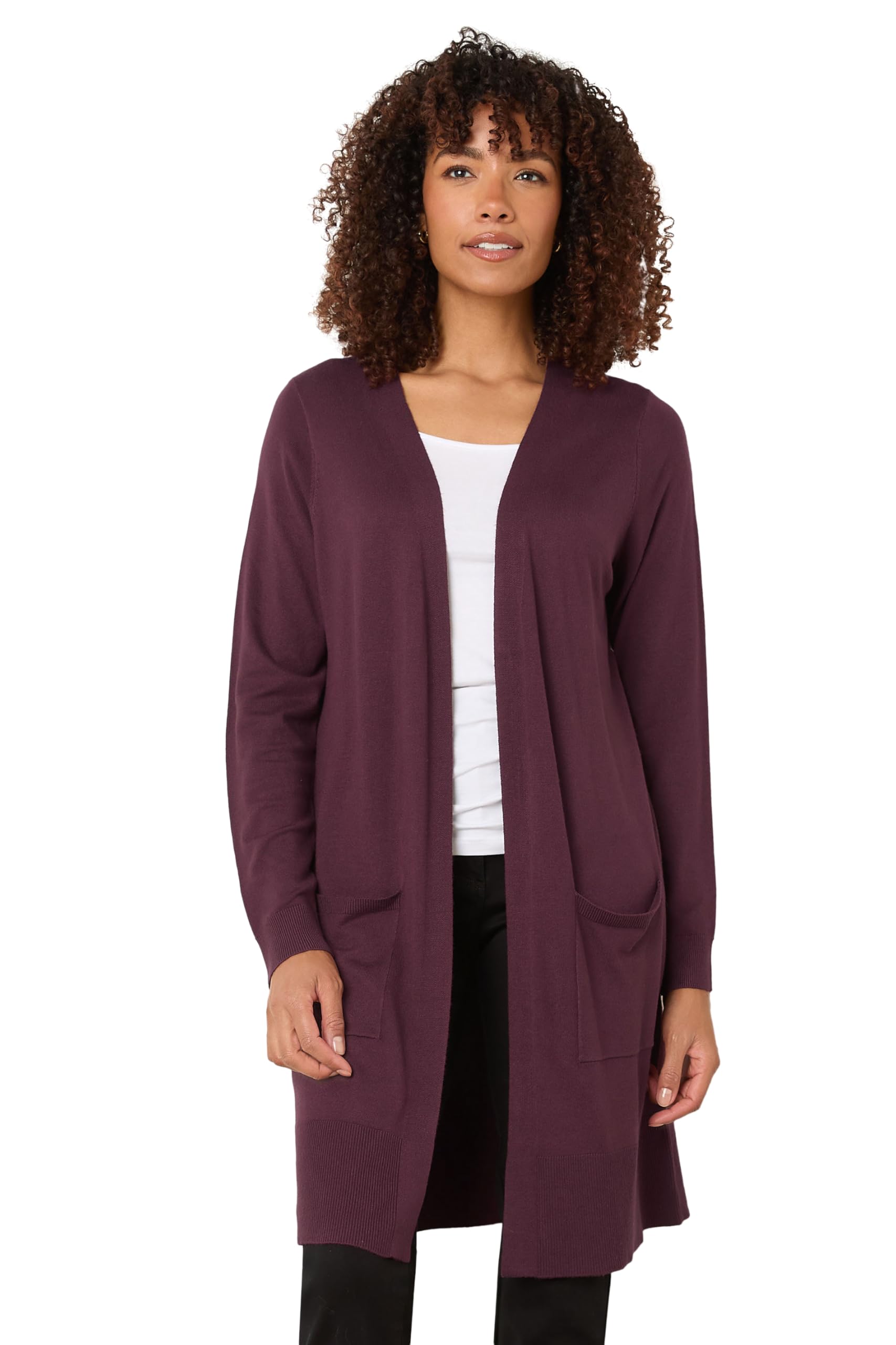 M&Co Berry Longline Cardigan - Women's Purple