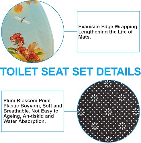 Miniatura 5 de Juego de cortina de ducha de calabaza de otoño, decoración de baño de Acción de Gracias con alfombra antideslizante, cubierta para tapa de inodoro y