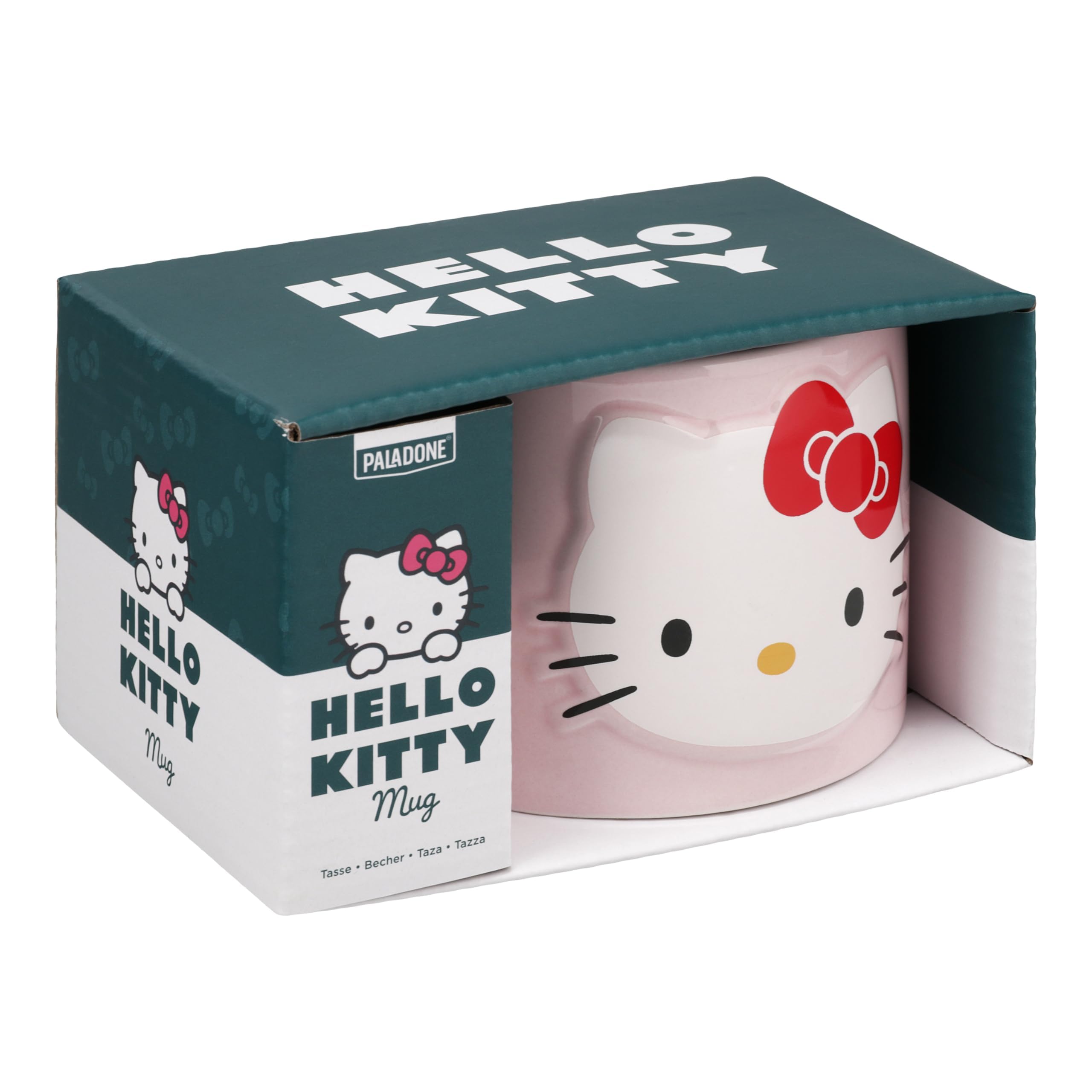 Paladone Hello Kitty Pastel Pink Mug, Officially Licensed Sanrio 400ml Large Ceramic Coffee Cup for Tea & Hot Chocolate, Kawaii Gift for Girls, Women, Teenagers