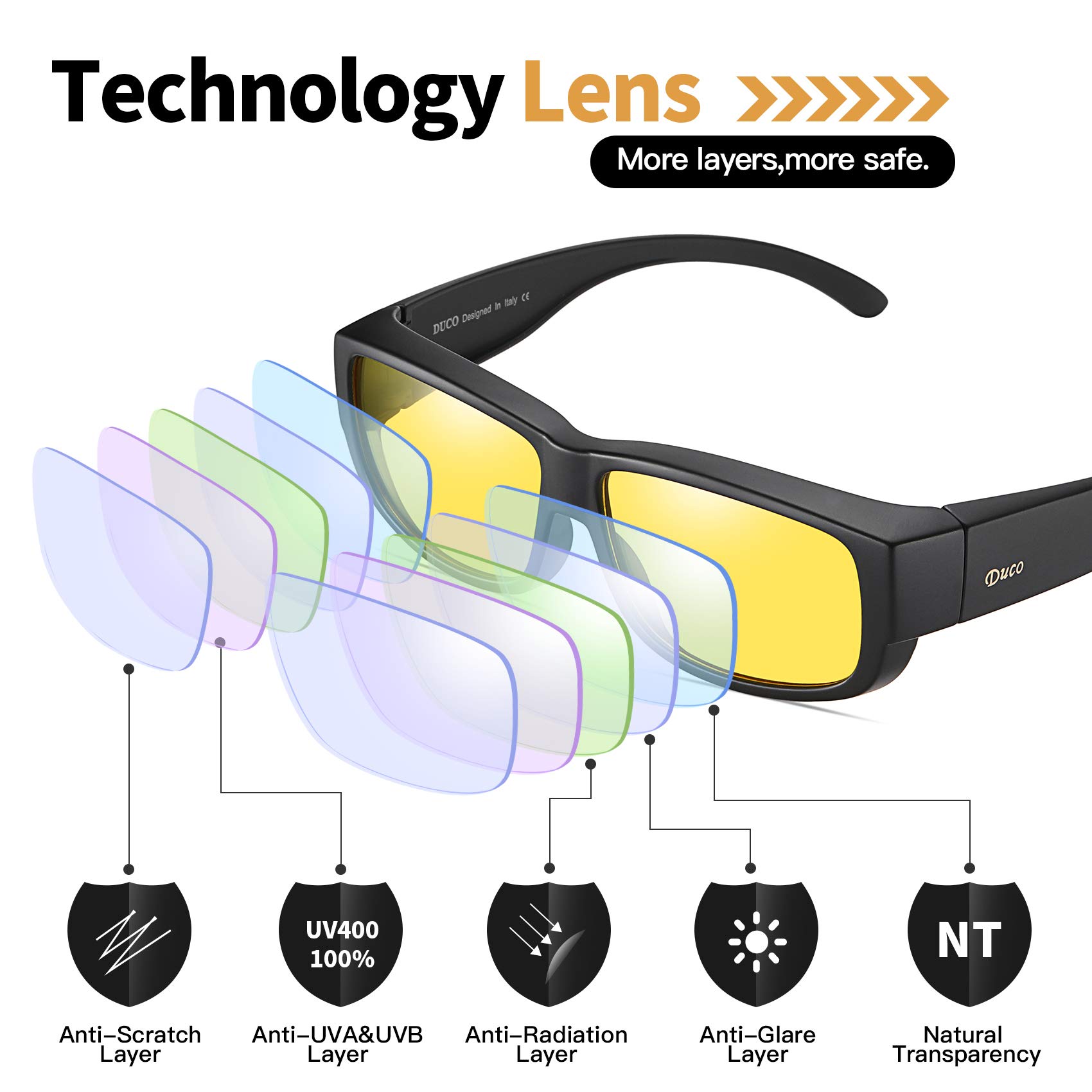 Snapklik.com : DUCO Night Vision Driving Glasses Fit Over Glasses For ...