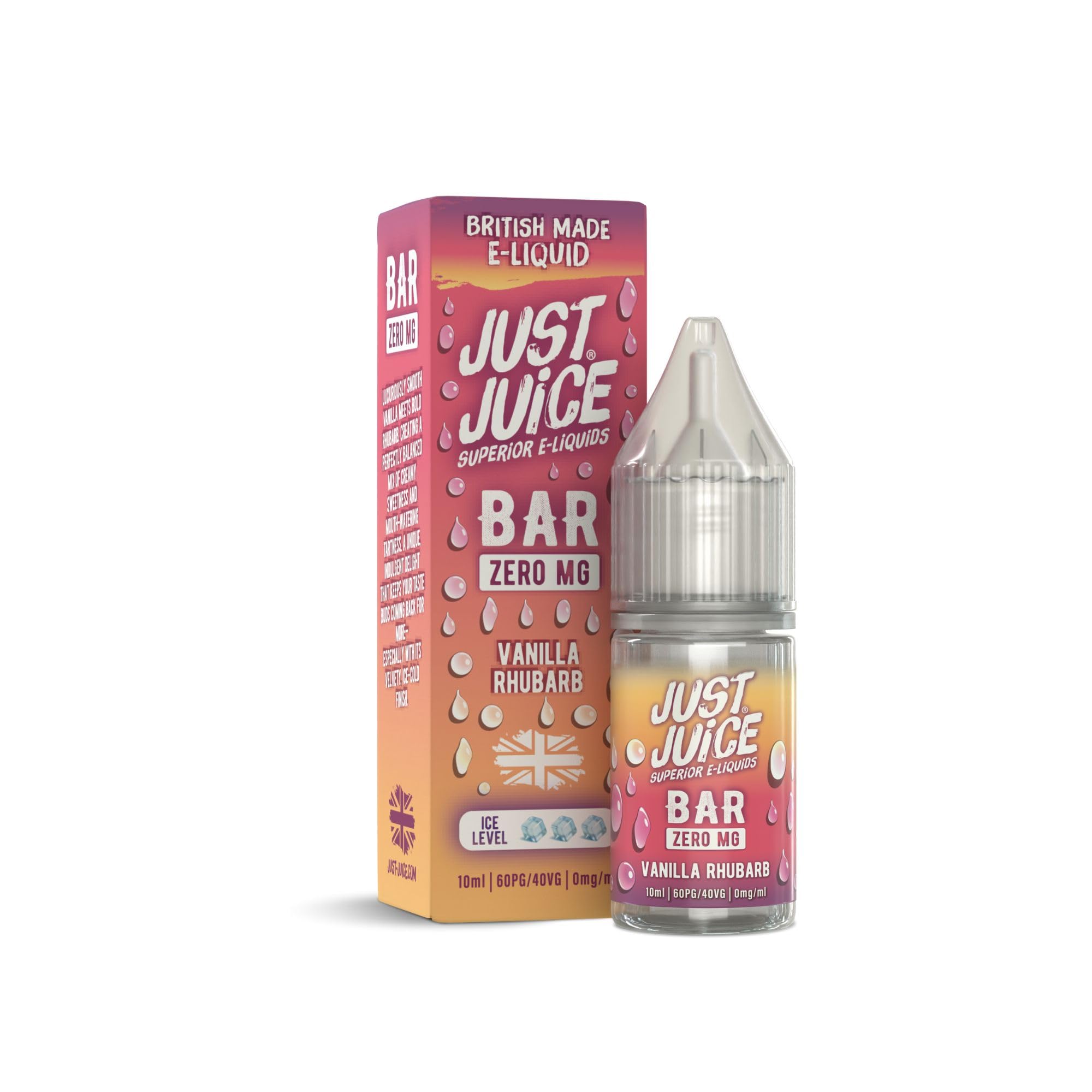 Just Juice Superior E-Liquids Vape Liquid with No Nicotine - Vanilla Rhubarb Flavour - 10ml Bottle, 60/40 0mg e-Liquid, Nic Free eliquid