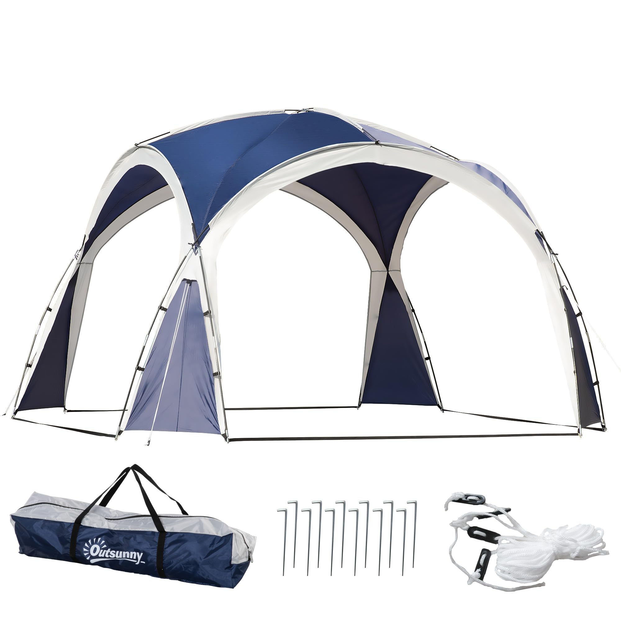 Outsunny Toldo Camping Plegable 3,5x3,5 m Impermeable Protección UV Azul