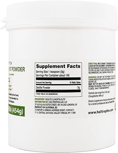 Miniatura 2 de Heiltropfen Polvo de zeolita Suplemento dietético 3 veces activado 1 lb - 454 g Desintoxicación Clinoptilolita 94%+-3 Polvo mineral natural