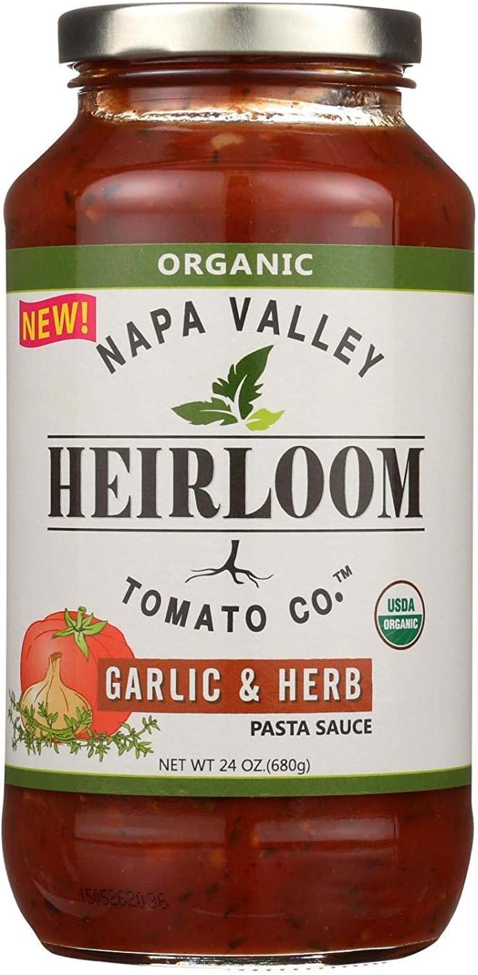 Napa Valley Heirloom Tomato Co, Pasta Sauce, Og2, Garlic, Herb, Pack of 6, Size - 24 OZ, Quantity - 1 Case