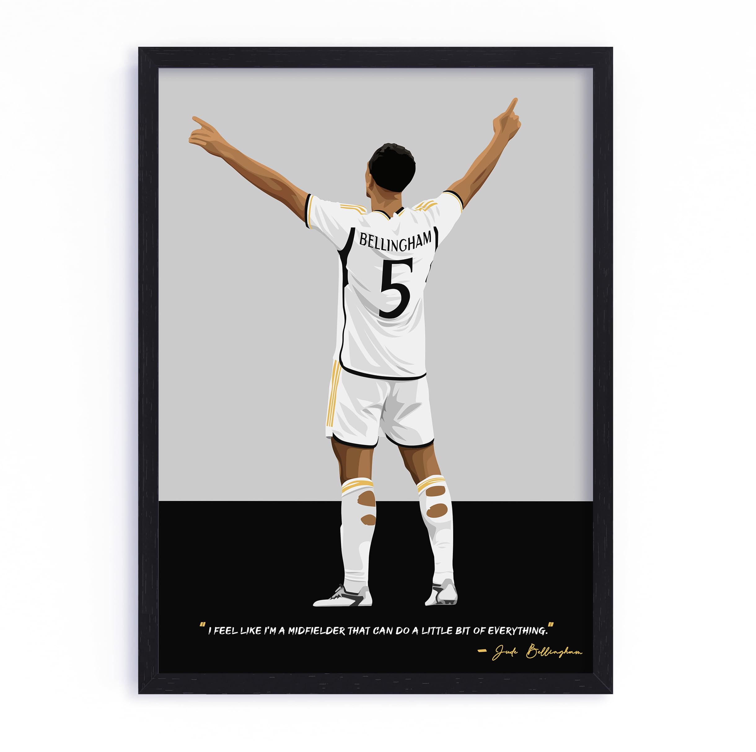 - QUOTE - UNQUOTE ART Jude Bellingham Poster - Framed Real Madrid Wall Art - 13x17 inches - Black Frame