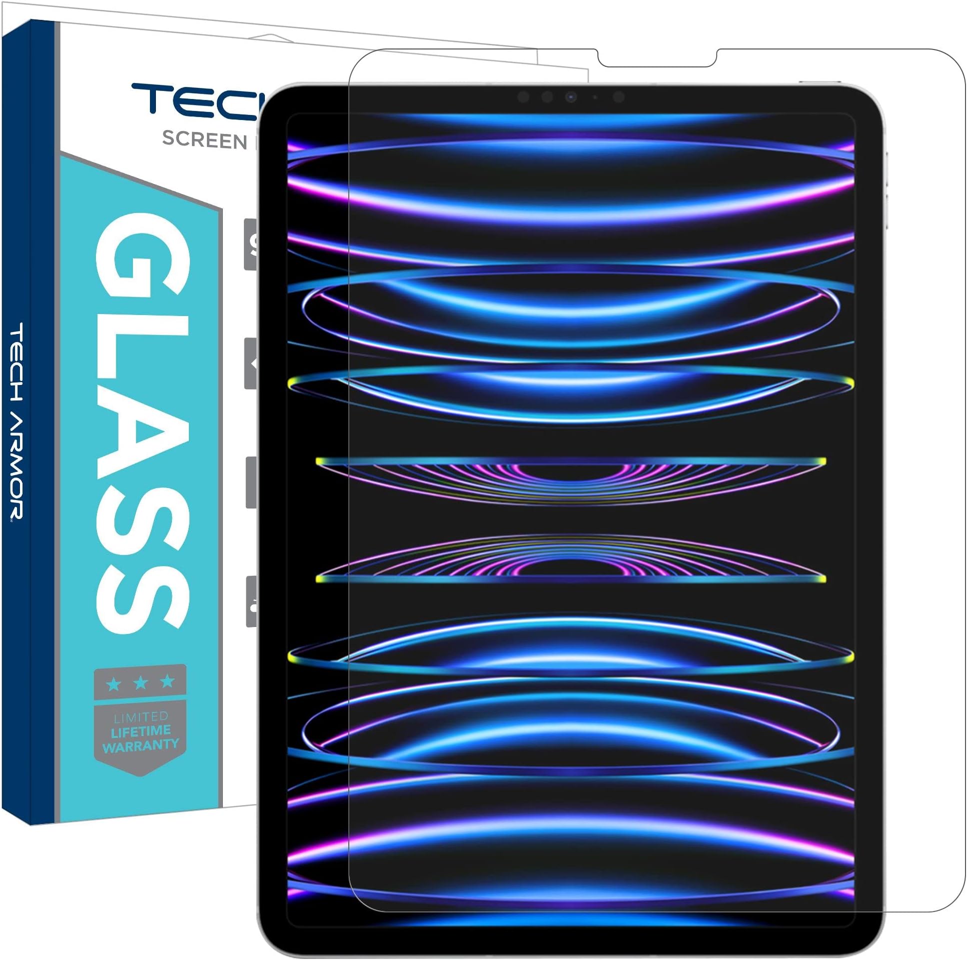 Tech Armor Screen Protector for iPad Pro 11- Ballistic Tempered Glass, Apple Pencil Compatible, 9 H Hardness, Liquid Retina Display + Easy Installation Tray - 1 Pack (iPad Pro 11 (2022 , 2018) / iPad Air 5th , 4th Gen)