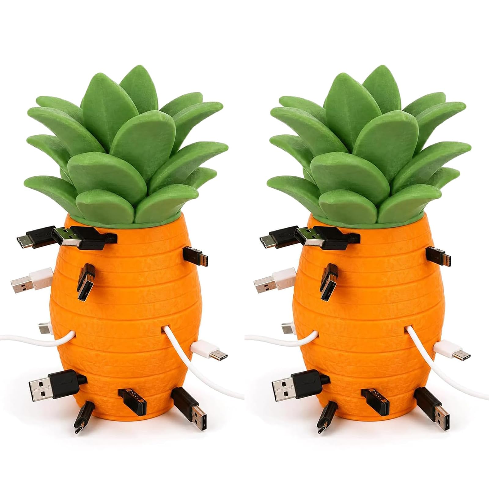 Organizador de Cables Modular con Forma de piña Impreso en 3D (2set) | Protector de cables a prueba de mascotas, almacenamiento de escritorio extraíble, 7 discos enrolladores de cables apilables