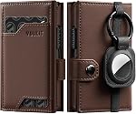 VULKIT Airtag Portefeuille avec porte-clés Hommes Pop up Carte de crédit Portefeuille avec Air Porte-étiquette Trifold ID Fenêtre RFID Blocage (noir)