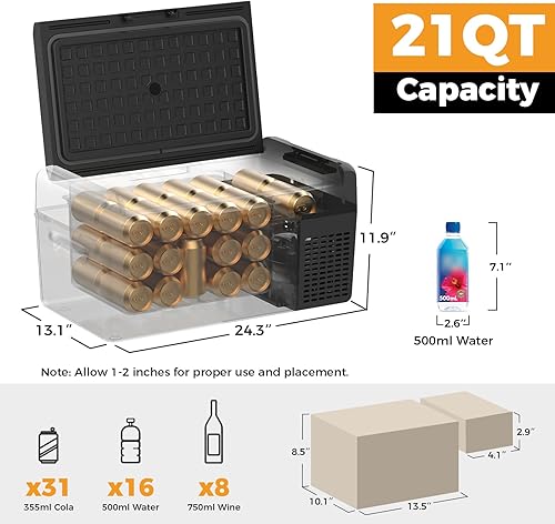 Miniatura 8 de Setpower - Hielera, refrigerador y congelador portátil de automóvil de 12 V, 50 horas, 21 cuartos de galón, eléctrica, para vehículos SUV, RV, van,