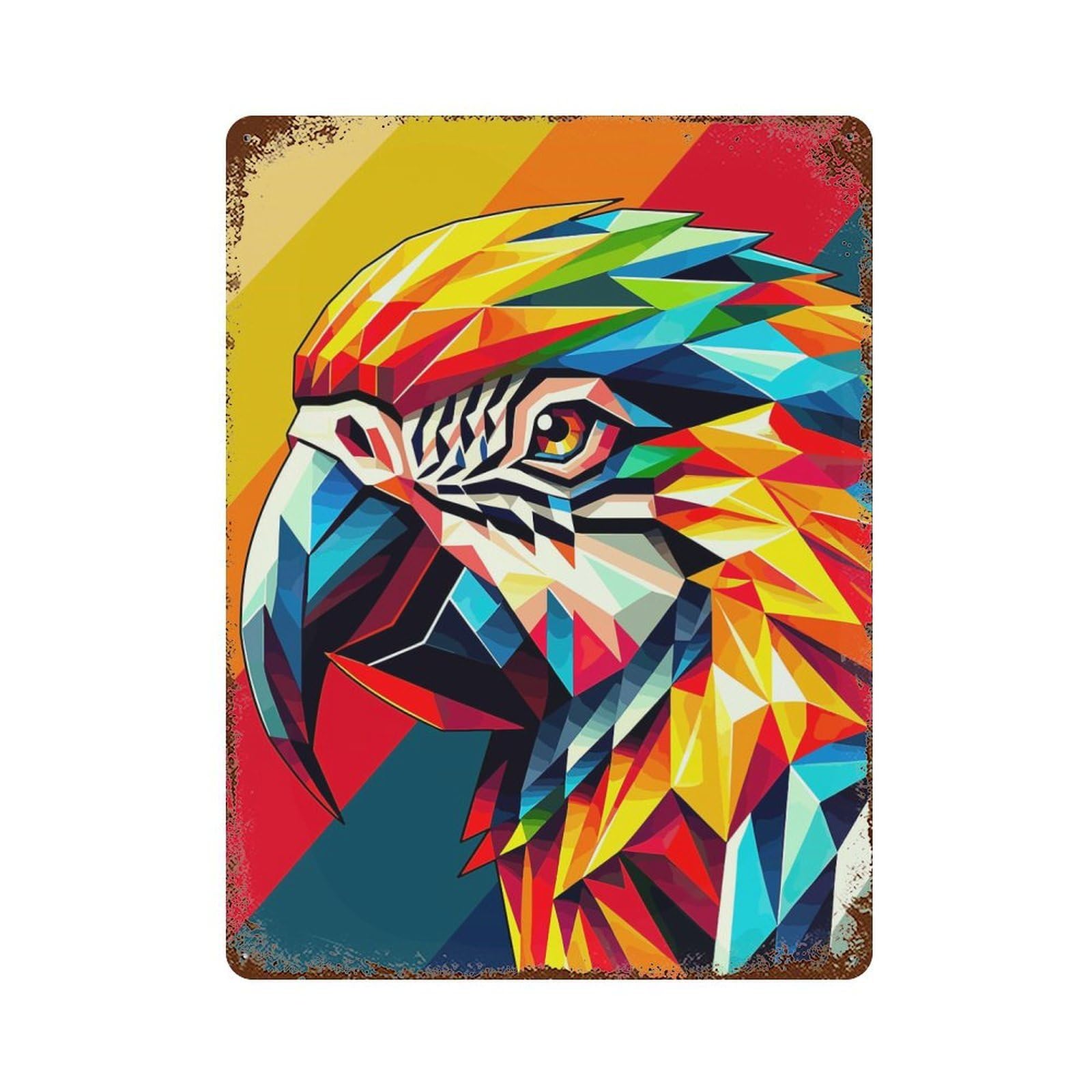 Retro Metal Sign with Parrot Wpap Pop Art Design 15.7"x11.8", for Living Room, Hallway And Home Decor, Farmhouse Wall Decor