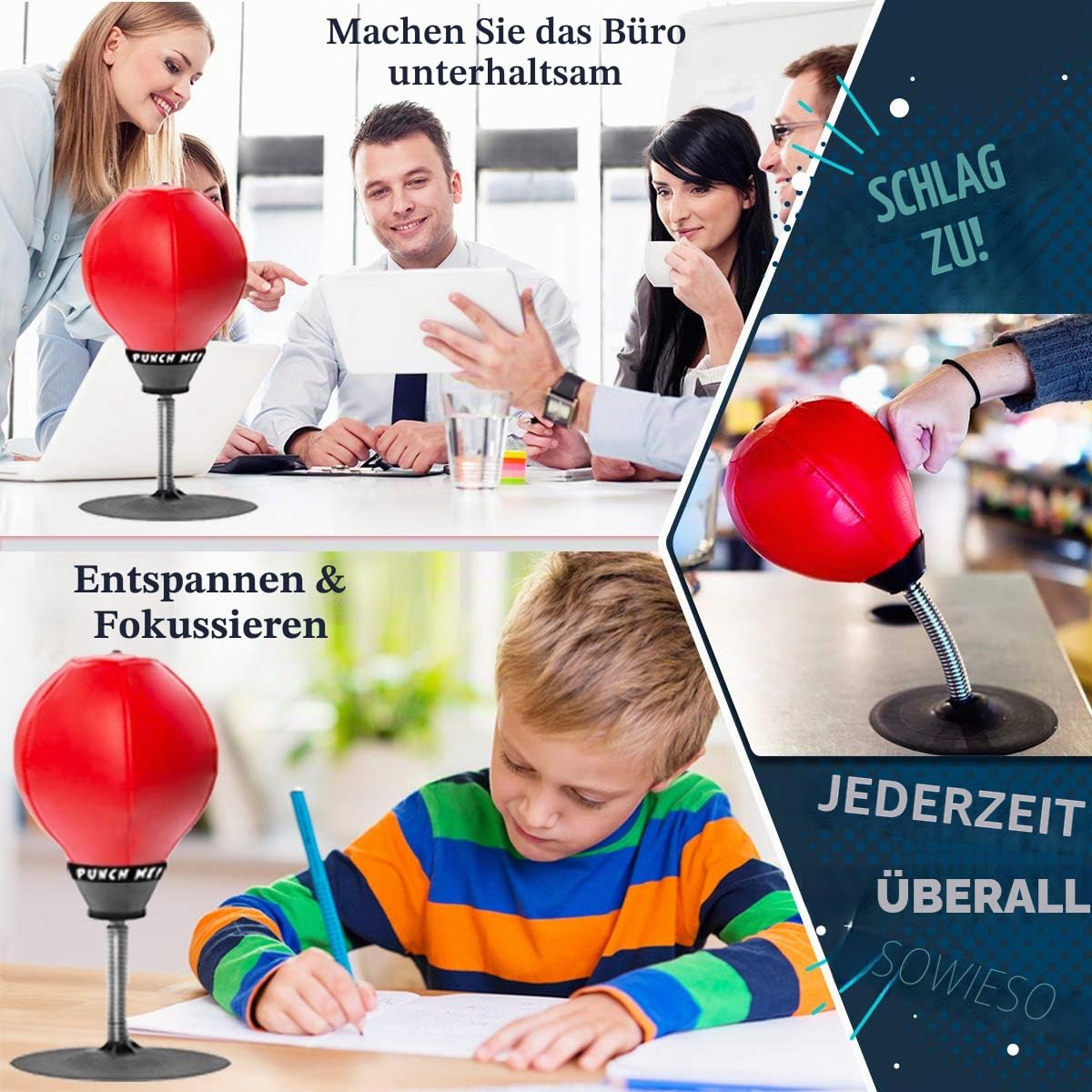 CozyBomB Desktop-Boxsack, Gag-Geschenke für ihn – Stressabbau, freistehend, Schreibtisch, Tisch, Boxen, Punchingball, Saugnapf, Reflexbelastung und Spannung, Spielzeug für Jungen, Vater, Kinder