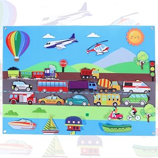 Children's Teaching Felt Board, City Cars Felt Story Board Set for Toddlers, Flannel Graphs for Children Early Learning Interactive Storytelling Teaching Play Kit Wall Hanging Gift