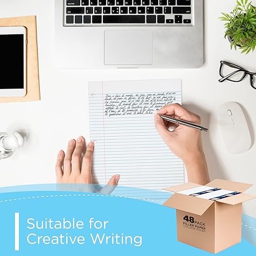 Miniatura 4 de Cuaderno de papel con rayas universitarias, hojas sueltas, a granel, papel de relleno rayado para carpetas de 3 anillas, 10.5 x 8 pulgadas, para