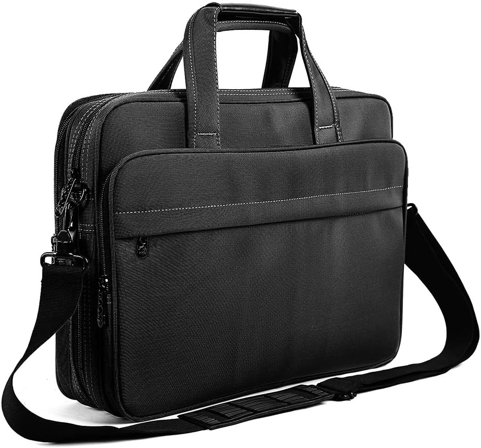 Laptop Briefcase 15.6 Inch Business Office Bag Laptop Bag for Men Women, Expandable Waterproof Stylish Nylon Multi-functional Laptop Shoulder Messenger Bag Computer Bag fit for Notebok Macbook Hp Dell