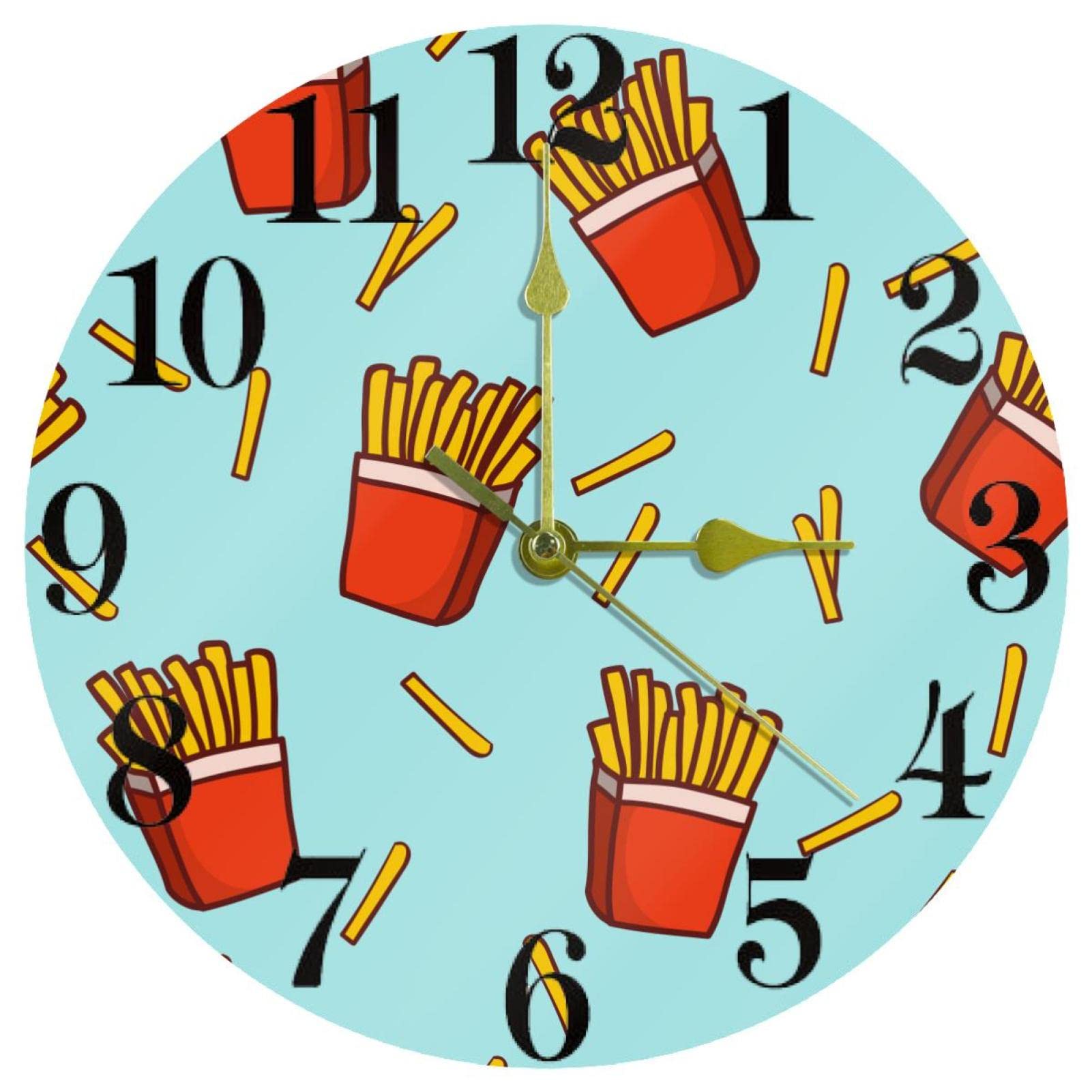 Horloge murale motif frites à mouvement continu pour travailler sans distraction