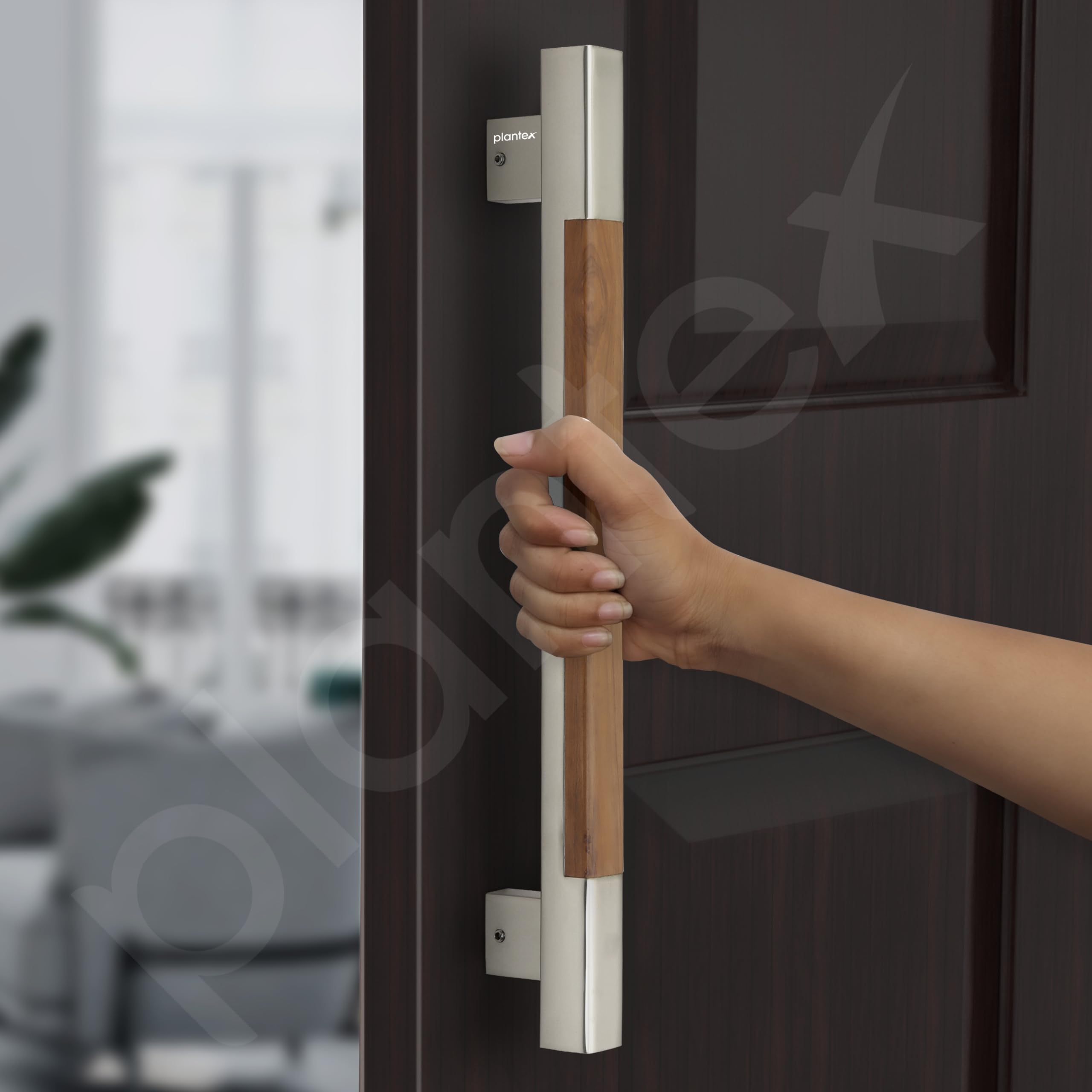 Plantex Satin & Wood Main Door Handle - Durable & Stylish -6