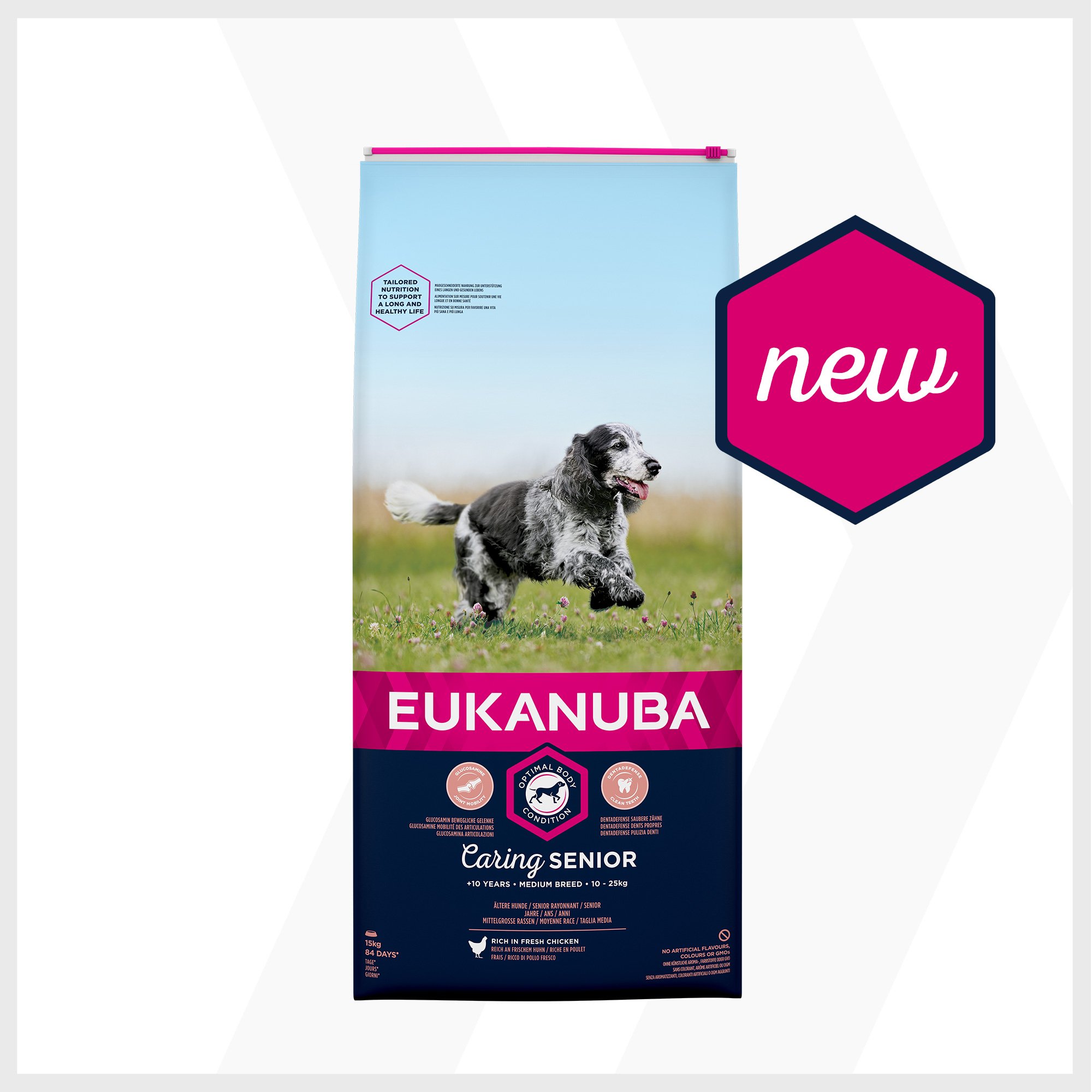Eukanuba Karma dla psów ze świeżym kurczakiem dla średnich ras, sucha karma premium dla starszych psów, 15 kg