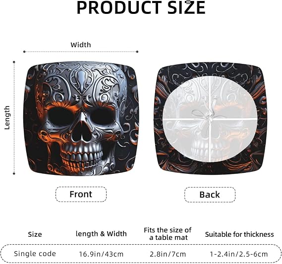 Cool Skull Graphics Seat Covers for Dining Room Chairs Set Stretch Chair Seat Covers,Removable Washble Chairs Slipcovers Protector Anti-Dust Couch Cushion Slipcover for Kitchen