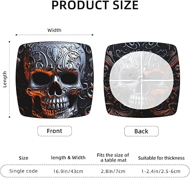 Cool Skull Graphics Seat Covers for Dining Room Chairs Set Stretch Chair Seat Covers,Removable Washble Chairs Slipcovers Protector Anti-Dust Couch Cushion Slipcover for Kitchen