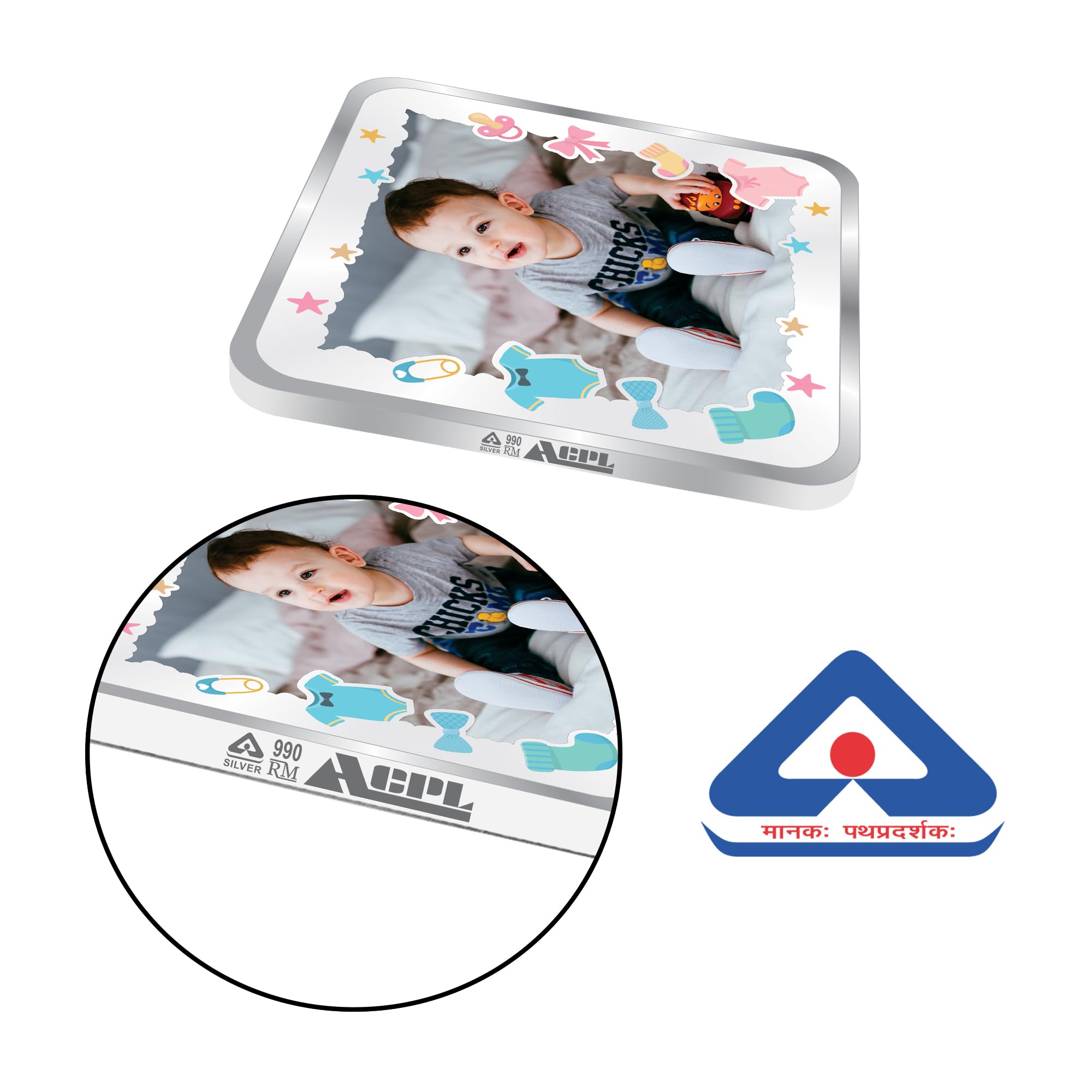 TRUESILVER ACPL BIS Hallmarked Personalised New Born Baby Boy Square Silver Coin 20 Gram 999 Pure by ACPL 3
