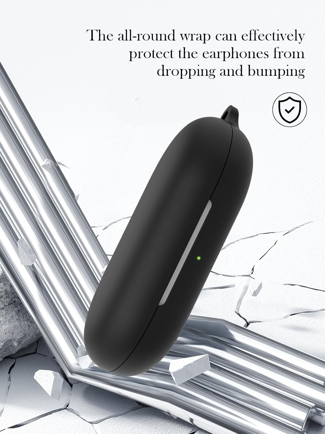 Silicone Case Compatible with Soundcore V20i by Anker with Keychain,Cleaning Kit and Lanyard Soft Protective Shockproof Cover for Anker Soundcore V20i Open-Ear Headphones-Black - Image 2