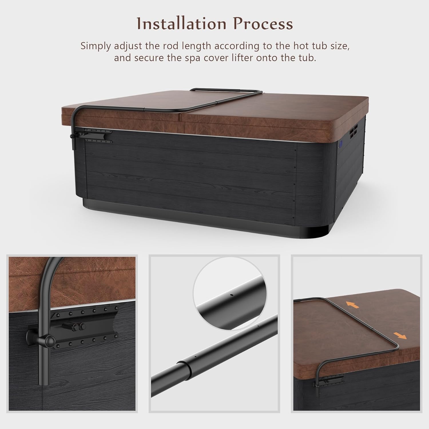 Spa Cover Lift Universal Hot Tub Cover Lifts Side Mounted Cover Lifter Aluminum Reinforced Brackets, Spa Cover Lever Lift Fits Most Spa & Hot Tubs