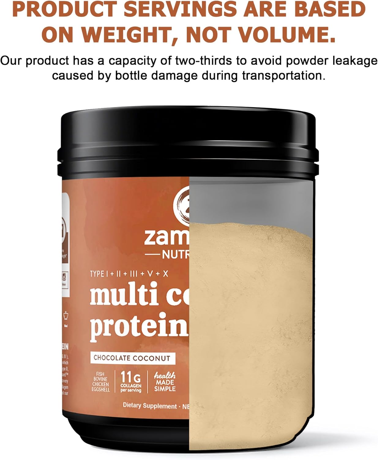 Zammex Multi Collagen Protein Powder, Type I & III & V & X, Hydrolyzed Collagen Peptides for Women & Men, Supports Hair and Skin, Gut Health, 41 Servings, Chocolate - Image 8