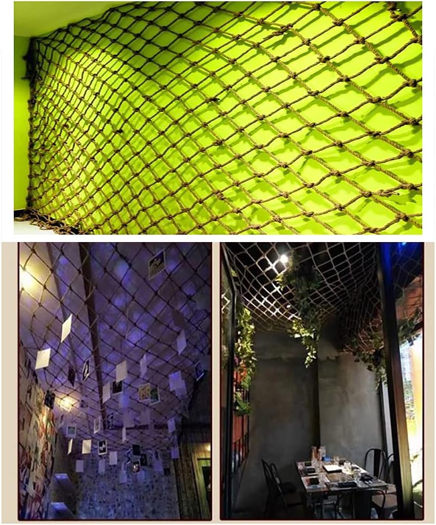 Child Safety Net Mesh, Baby Balcony And Stairway Safety Net, Sturdy Stairway Railing Fence Mesh Protection Netrope Nettingparrot ToyHemp Net Hemp Rope Ceilin(Size:3x6m(10x 20ft),Color:Hemp rope net)