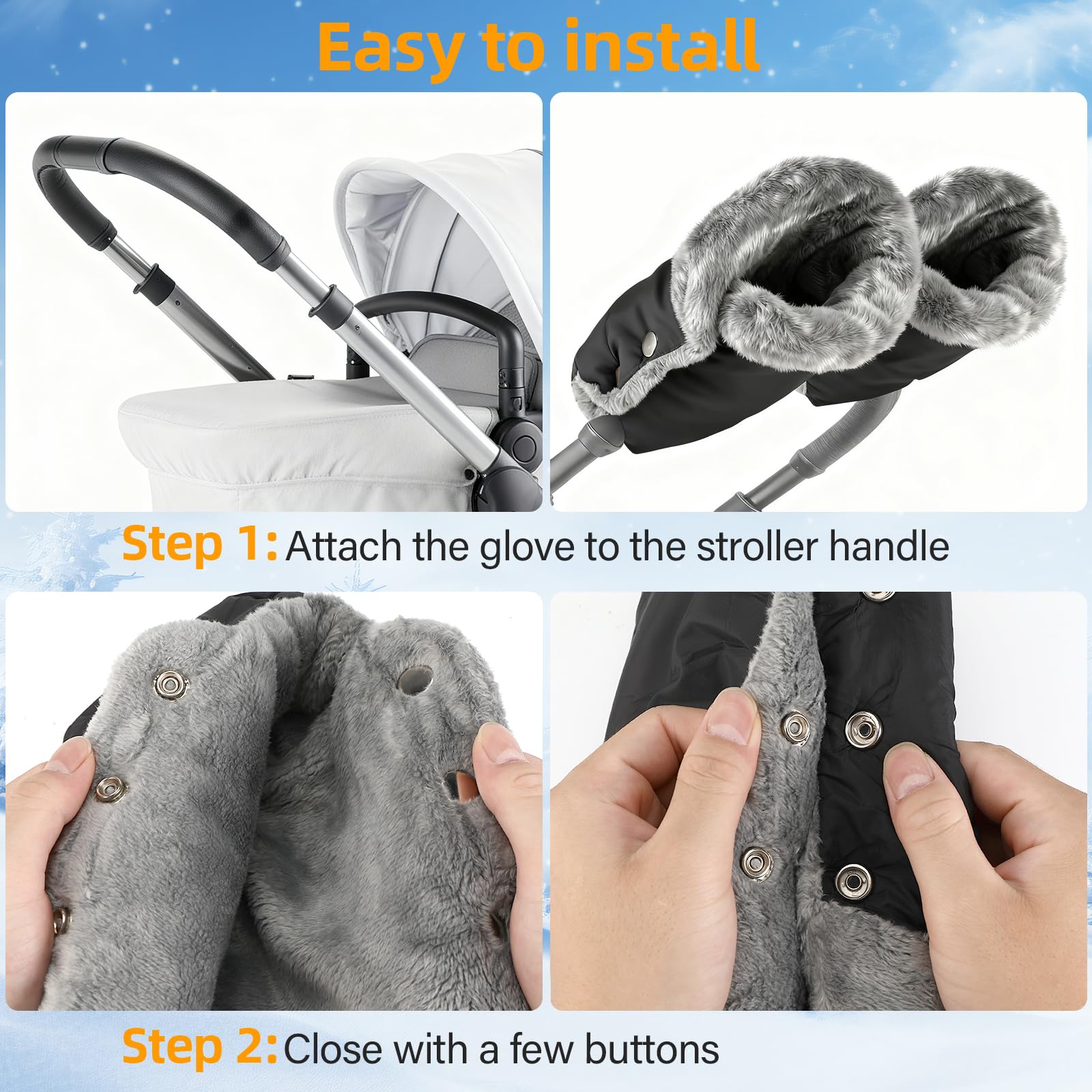 Guanti Passeggino Scaldamani per Passeggino, Scaldamani Passeggino, Antigelo Guanti Manicotto Guanti impermeabili,Impermeabili e Antiscivolo, Lavabile in Lavatrice,Accessori Passeggino Inverno