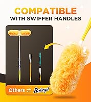 Vista 5 de Recargas de plumero resistentes para Swiffer Duster, 12 unidades de recarga de plumero con 1 mango, plumeros multisuperficie de 360° con 4