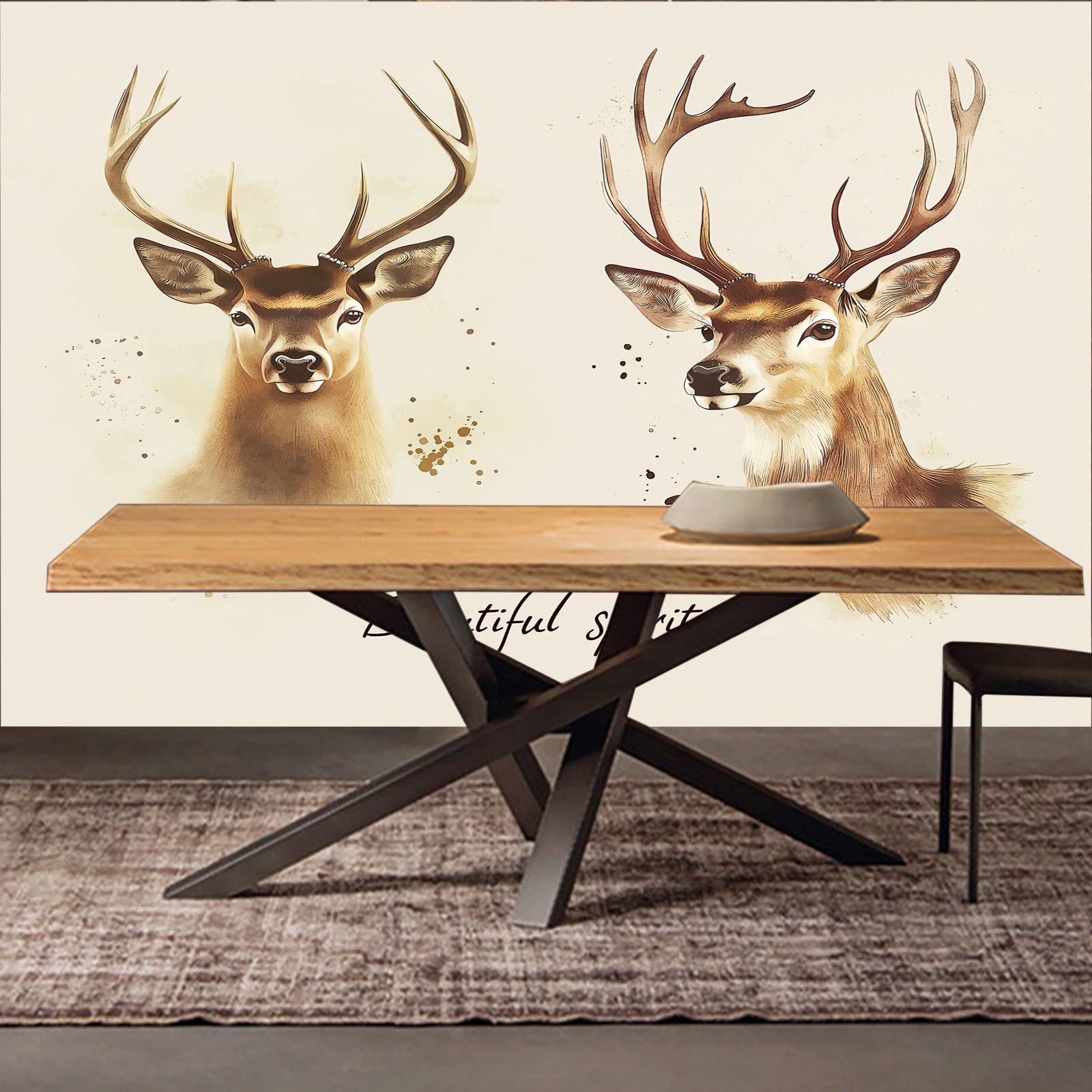 Photo Murale Cerf Animal de Bande Dessinée Papier Peint, pour Salon et Chambre Animaux de Bande Dessinée Murales, Fresque Home Decor 250 x 175 cm (L x H) Peinture Murale Fond d'écran d'affiche