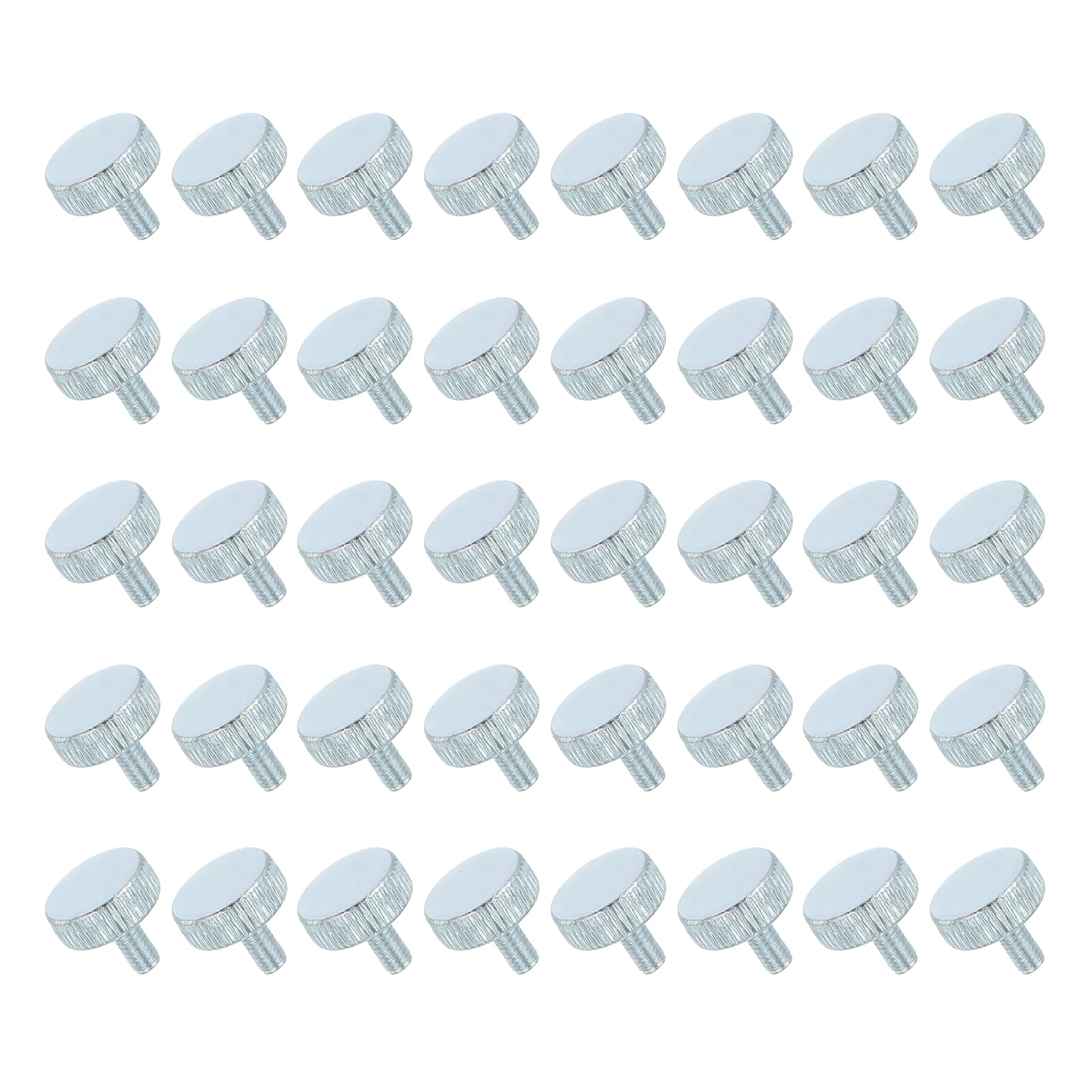 sourcing map 40 PCS M3x6mm Flat Knurled Head Thumb Screws,Solid Iron Fully Threaded Thumbscrew Bolts Fasteners for Lighting Household Appliances Electronic Equipment