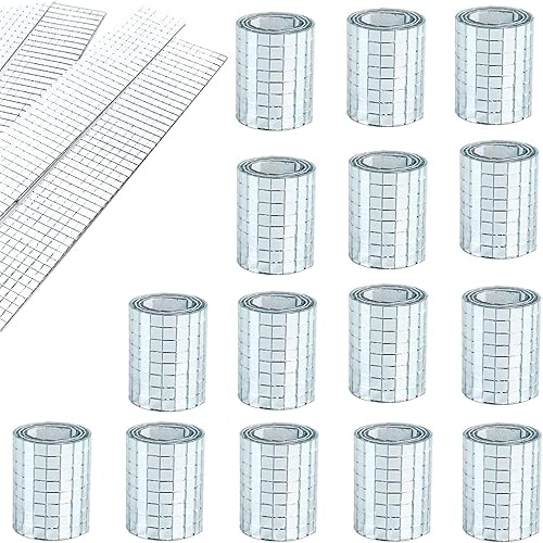 Miniatura 8 de REDODECO 3500 piezas de azulejos de mosaico de cristal real para azulejos cuadrados de vidrio autoadhesivos, 0.197in x 0.197in (plata, 3500 unidades)